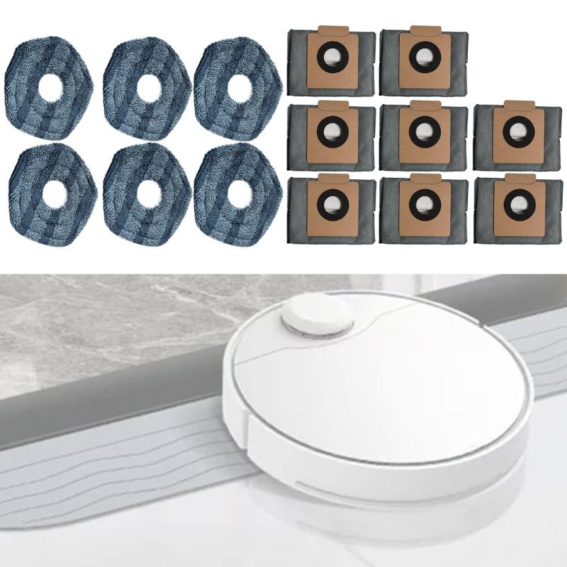 Fiber Replacement Accessories Suitable For X10 Omni Robot Vacuum Refill Includes 6 Mop Cloths And 8 Dust Collection Bags