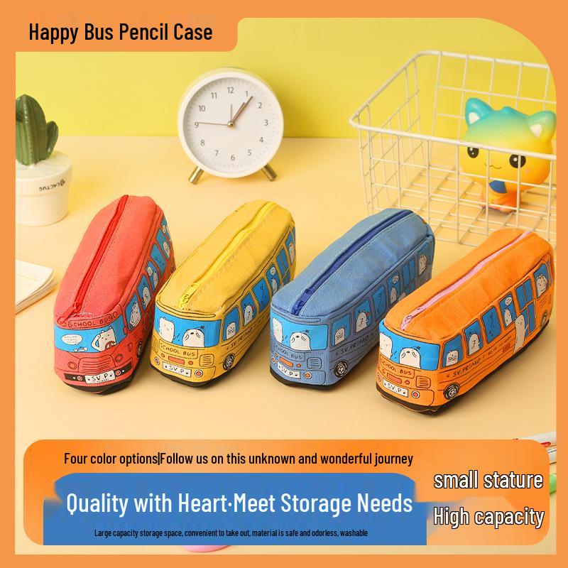 Kreslený autobus Velkokapacitní pouzdro na tužky - Školní pouzdro na psací potřeby
