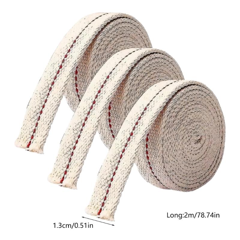 3 Roll Braided Cotton Flat Oil Lamp Cotton Wicks 6.56ft Kerosene Lamp Wick with Stitches Braided For Oil Lamps Candle
