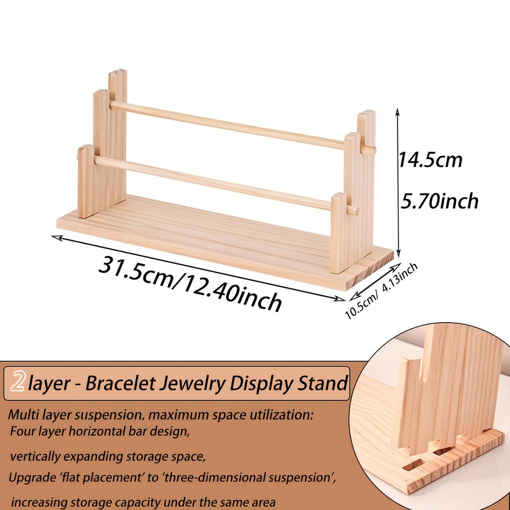 1pc multi-functional wooden bracelet tiered display stand headband hairbandjewelry hanging rack bracelet displayprop festivegift