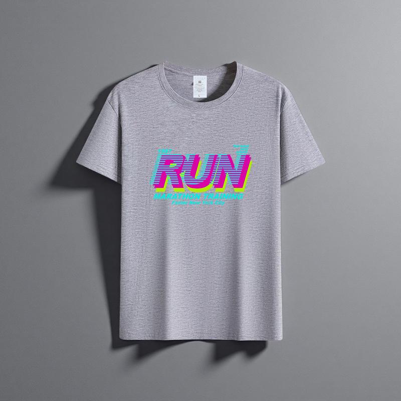 Sommer Neues Unisex Vielseitiges Reines Baumwoll-T-Shirt Modisches Lässiges Rundhals-Oberteil Atmungsaktives Locker Sitzendes Bedrucktes Kurzarmhemd