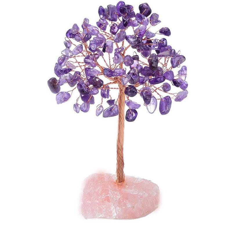Natural Crystal Colorful Tree Ornament Irregular Base Craft Tabletop Decoration