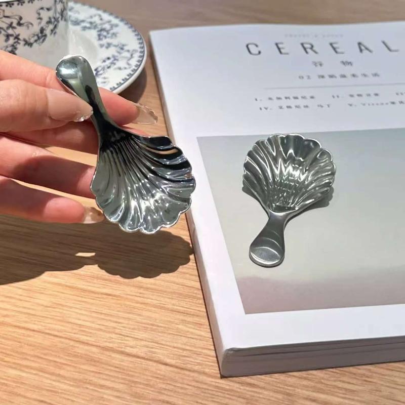 1/2/3Pcs Shell Tea Spoon Stainless Steel Stirring Sundae Coffee Tea Spoons Dessert Stirring Coffee Supplies Mini Small Coffee
