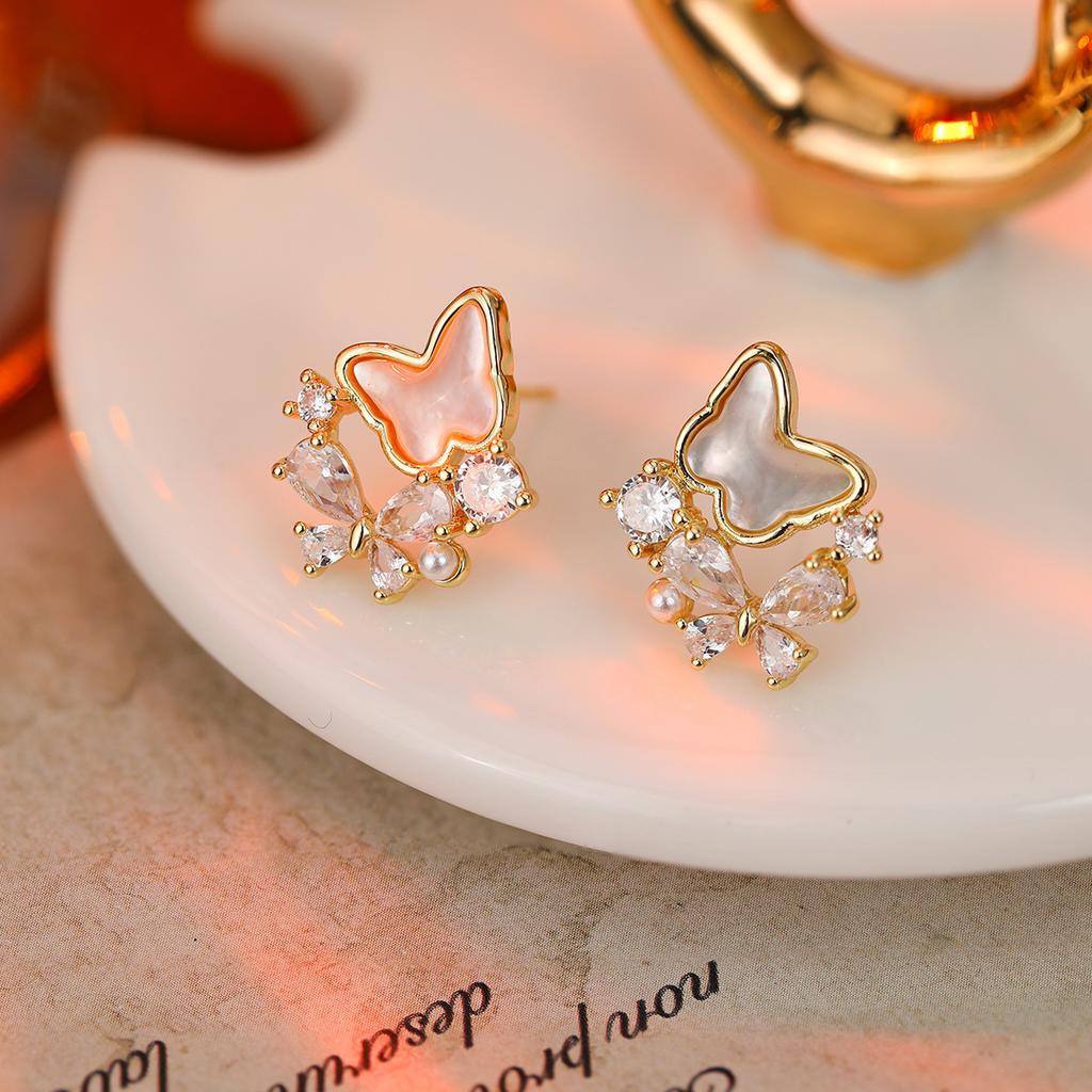 Hochwertiger Luxus Natürliche Muschelohrstecker S925 Silbernadel Ohrringe Leichter Luxus High-End Stil Temperament Ohrringe Frauen