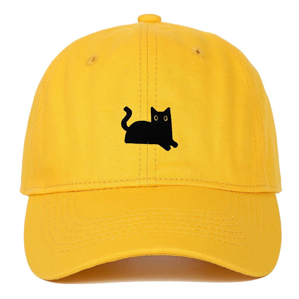 New Cute Cat Embroidery Soft Top Baseball Cap Men and Women Summer Visor Outdoor Hip Hop Dad Hat Black