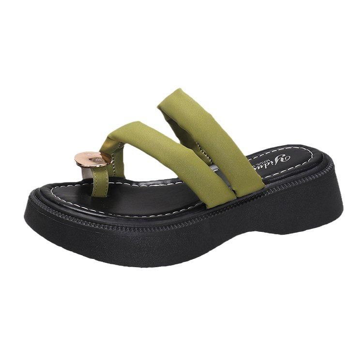 Slippers women's 2025 new summer outer wear cover toe sandals fashion thick sole height increase versatile casual cool slippers