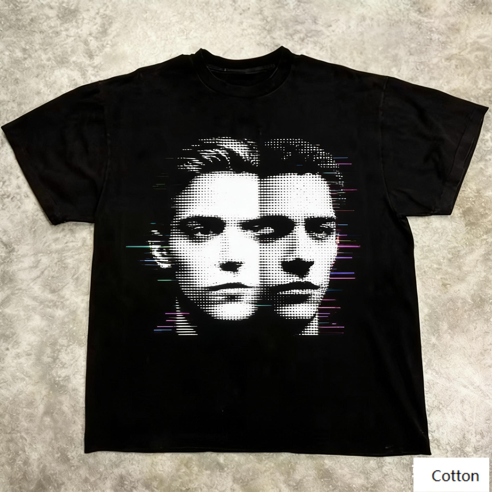 

Vintage Pop Art Unisex Cotton TShirt with Retro Halftone Split Face Art Retro Streetwear Tee M