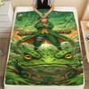 1Pc GreenMagic Print Flannel Blanket, High Quality Comfortable for All Seasons, Home Decor, Warmth and Comfort, Perfect for Christmas Gifts