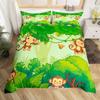 Cute Monkey Bedding Set Full Twin Cartoon Banana Stars Duvet Cover Tropical Wild Animal Fruit Comforter Cover Yellow Quilt Cover