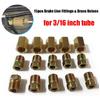 15pc 3/16" Brake Line 3/8-24 Inverted Brake Line Fittings Brass Unions Universal