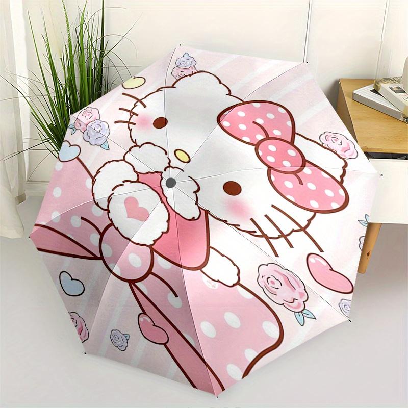 

Hello Kitty,Bow Automatic Folding Umbrella-Simple 8-Rib Design, Bright Cartoon Pattern, Durable Iron Frame, Suitable For Travel, Outdoor, Be