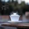 Ceramic Covered Bowl White Porcelain Tea Bowl Handheld Tea Brewing Tool