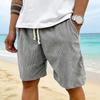 Men Shorts Elastic Waist Adjustable Leg Summer Corduroy Drawstring Wide Shorts with Pockets Loose Fit Casual