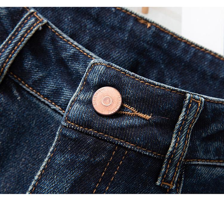 Women's Retro Blue Wide-Leg High-Waist Fleece-Lined Jeans: Autumn/Winter 2025 Collection