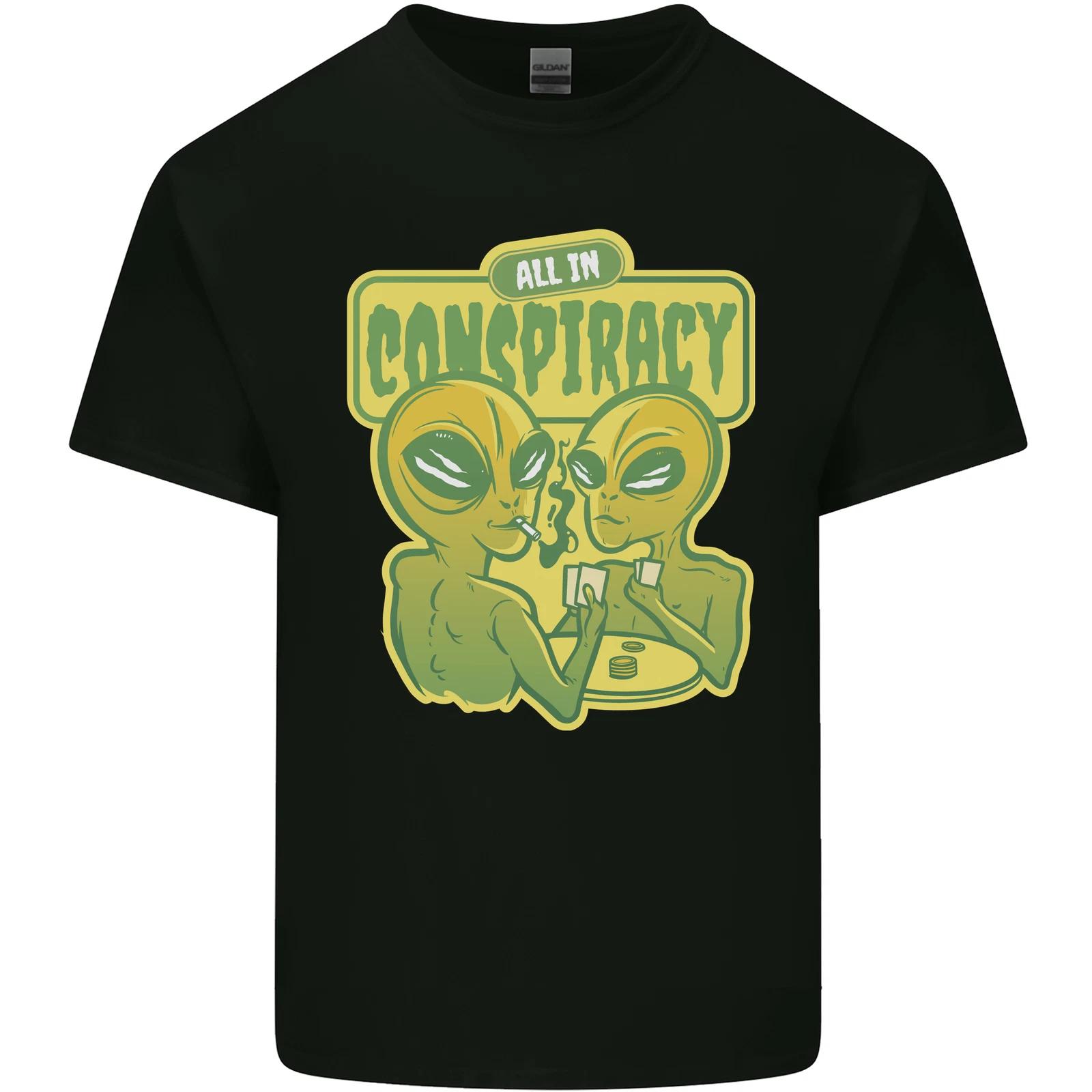 All in Conspiracy Funny Alien Poker Card Game Kids T-Shirt Childrens L