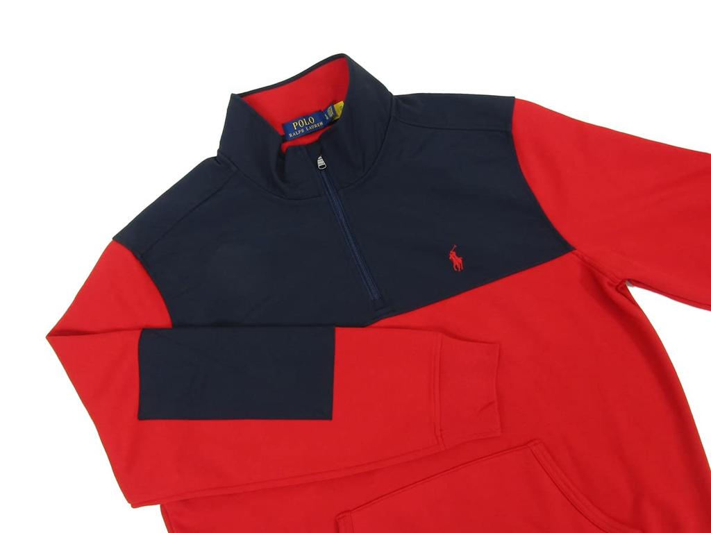 POLO RALPH LAUREN Jersey Pullover Size Red Men's Half-Zip Jacket, L, (Product Code 0101931)
