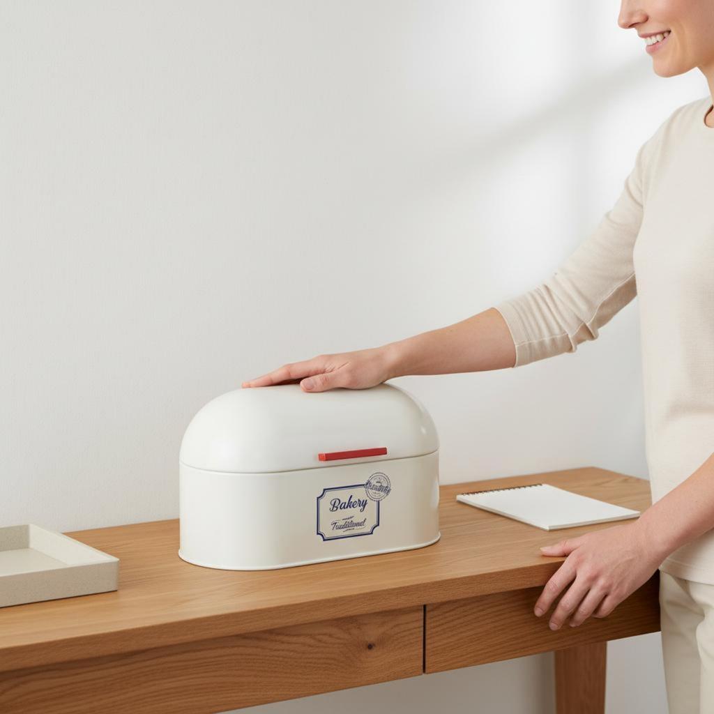 Dustproof Bread Box Retro Aesthetic Countertop Breadbox for Desk