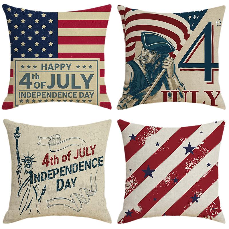 Linen Date Letter Flag Pillow Cover Car Pillow Office Nap Pillow