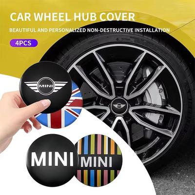 4 stk Metallmerker Dekaler Klistremerker Tilbehør for Bilfelgnav For Mini Cooper JCW Works F54 F55 F56 F57 F60 R50 R52 R53 R55 R56 R57