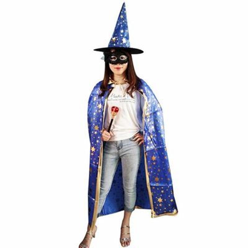 Halloween Cape, Children Adult Dance Dress Up Pentagram Cape Hat Set Cosplay Prop Cape