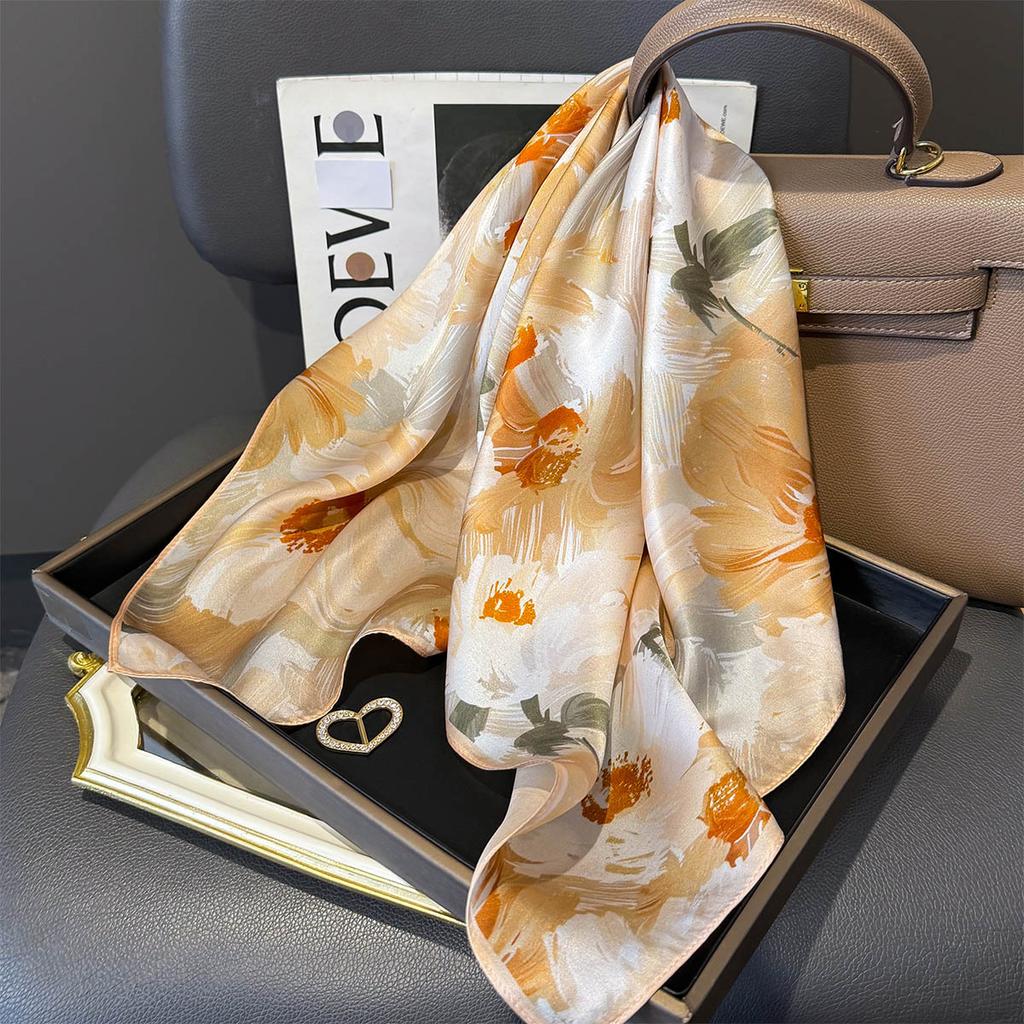 Polka Dot Printed Silk Scarf Women Simulated Silk Elegant And Versatile Headwear Bag Accessories Clothing Square Scarf