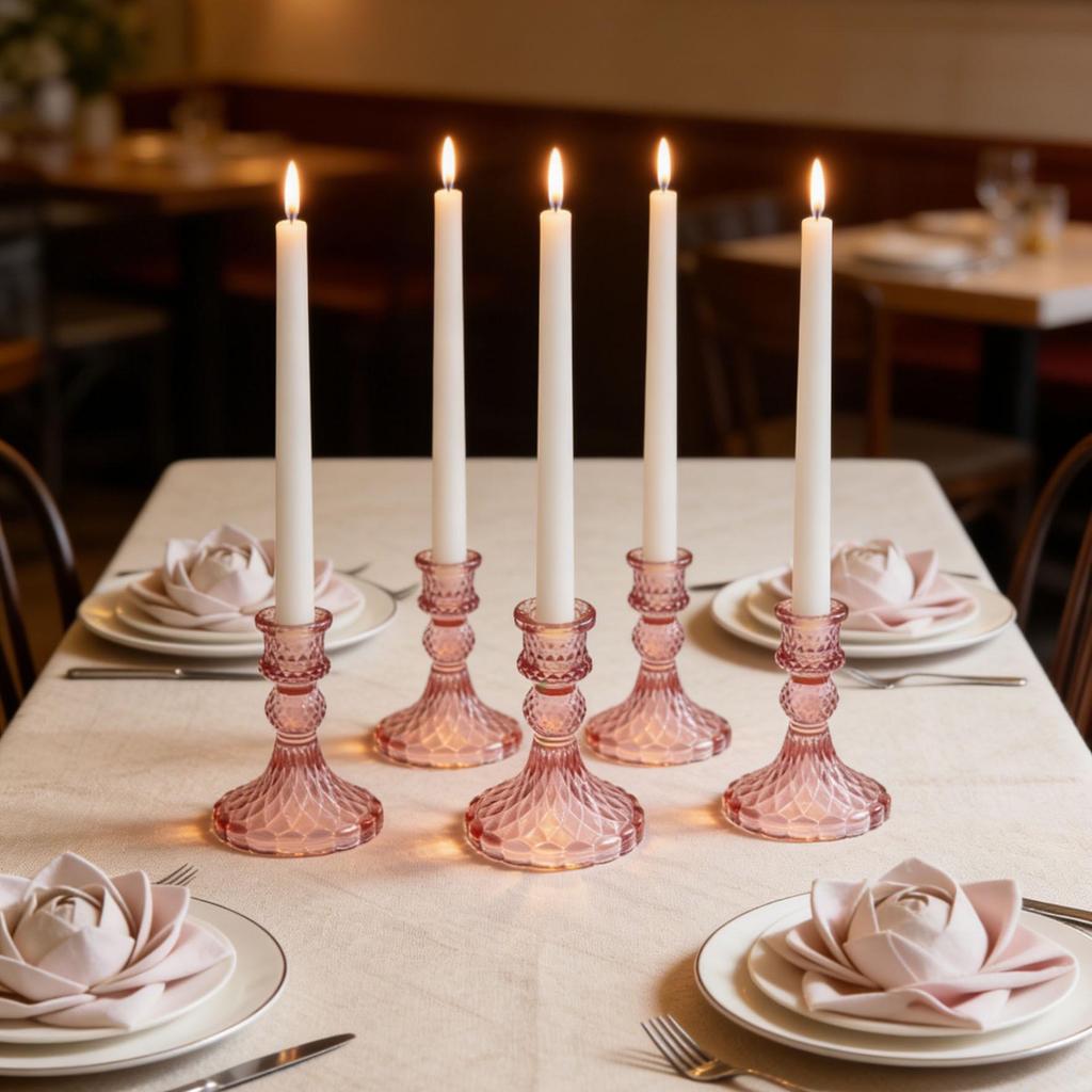 Retro Glass Candlestick Holder for Weddings & Parties