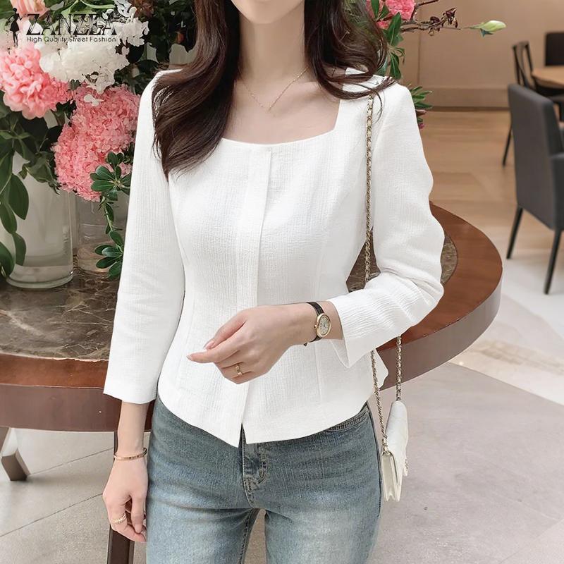 

ZANZEA Women Square Neck Casual Long Sleeve Thin Blouse S
