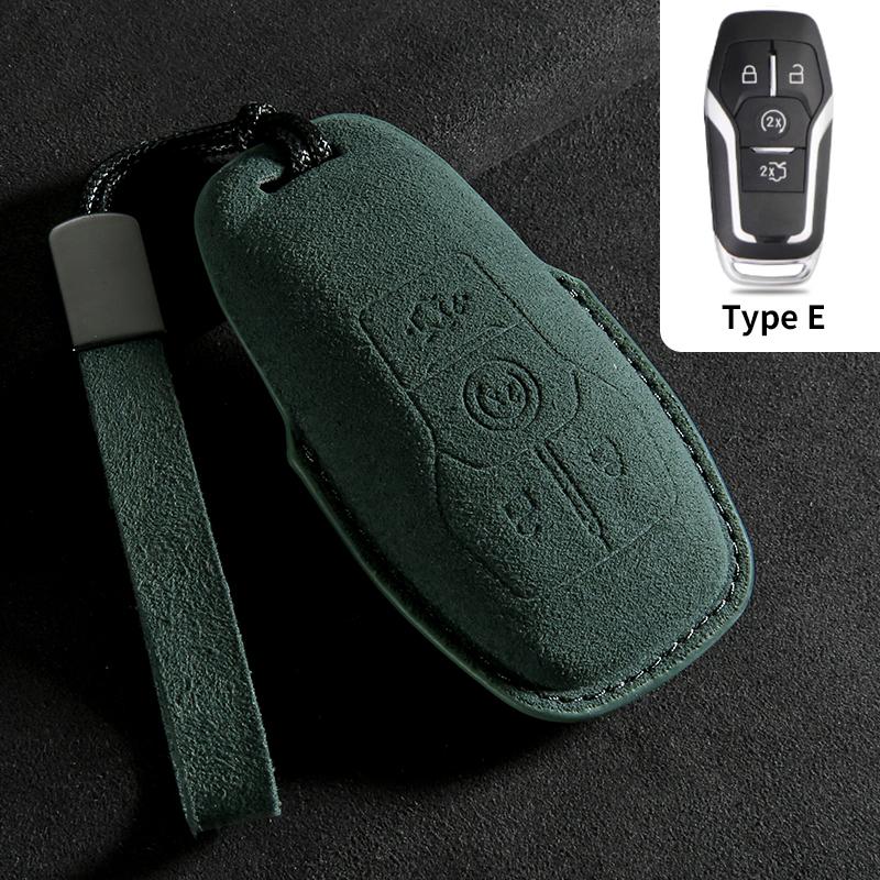 Genuine Leather Auto Key Fob Cover Fit For Ford Fusion Mustang Explorer F150 F250 F350 Ecosport Edge S-Max Ranger Lincoln Mondeo Key Ring Accessoy