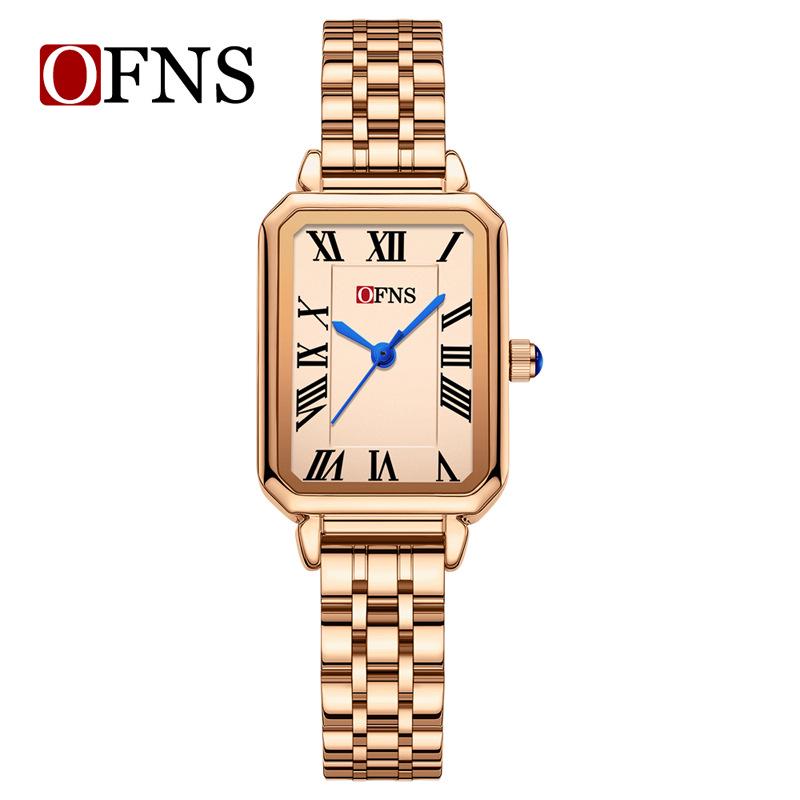 OFNS Women's Retro Roman Numeral Quartz Watch - Square Waterproof Wristwatch for Female Students