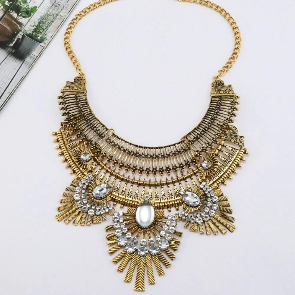 Tassel Rhinestone Exaggerated Necklace Exquisite Bohemian Style Necklace Festival