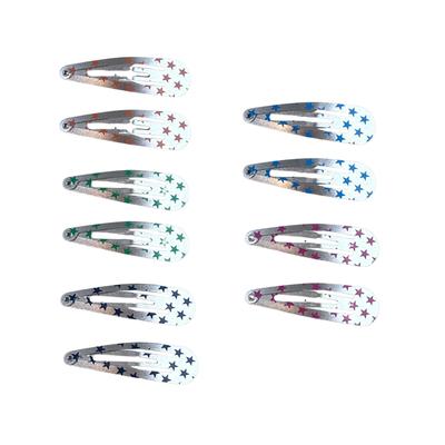 EZ PEACH Haarspangen, Niedliche Druckknopf-Haarspangen, Haarnadeln, Druckknöpfe, Dreiteilige Haarspangen, Pony, Stern-Design, Kinder-Haarspangen, Farbige Spangen, Anordnung