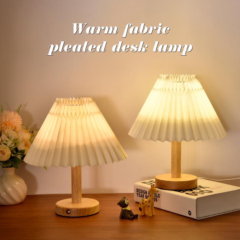 Nordic Pleated Table Lamp Diy Foldable Usb Art Atmosphere Bedroom Desk Bedside Night Light Home Decorate Table Standing Lamp