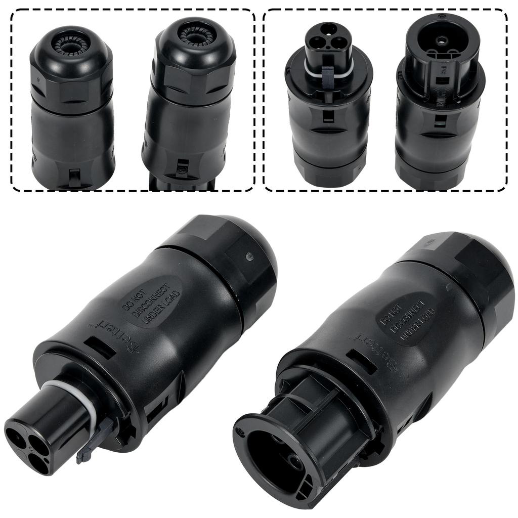BC01 Coupling 3Pin Connector for Connecting Two Inverters IP67 Waterproof with Environmentally Friendly PVC Rubber Sheath