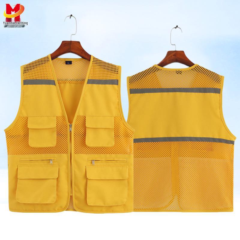 

Светоотражающий сетчатый жилет с логотипом на заказ и множеством карманов для волонтеров XXXXL жёлтый