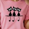 Funny Black Cats Graphic T-Shirt, Minimalist Cat Lover Tee