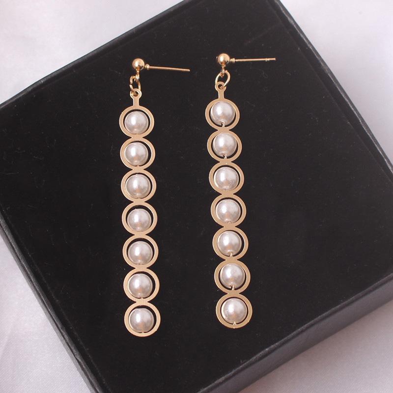 New Crystal Hanging Earrings for Women Korean Fashion Tassel Earrings Gold Color Metal Thread Dangle Earrings for Female