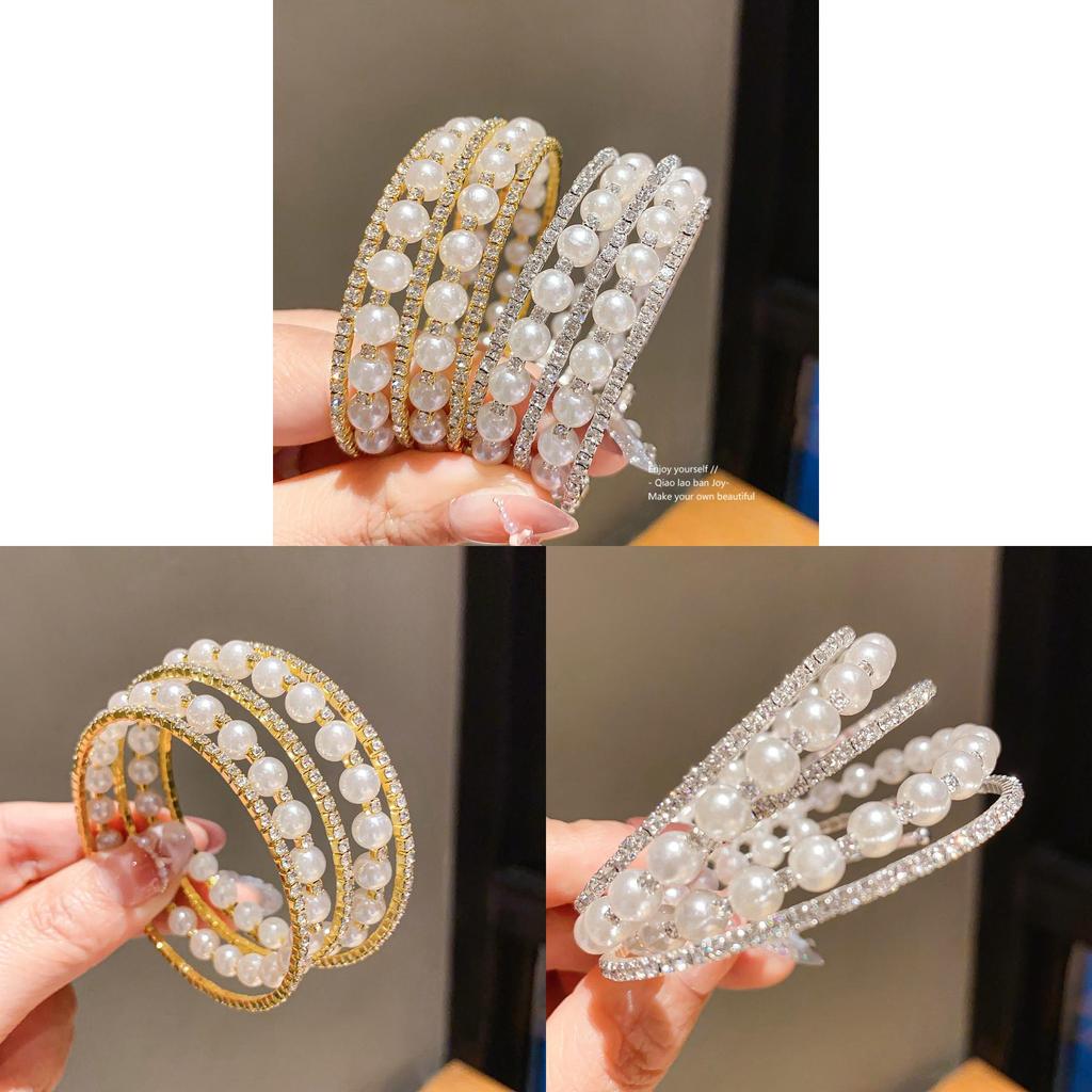 European Fashion Pearl Bracelets With Rhinestone Embellishments For Elegant Women