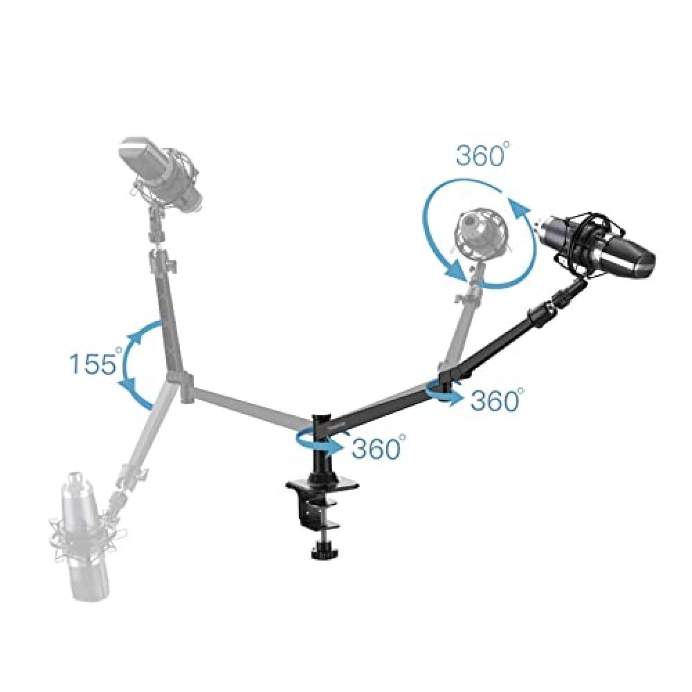Smatree [Metal] Microphone Stand Tabletop MV7 Podcast Microphone, AT2020USB + Microphone Arm Stand At2020 Microphone Stand Compatible with Smartphones
