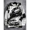 Boys' Casual Hoodie, Cool Car Print - Long Sleeves, Perfect Choice for Spring and Autumn Seasons, Loose Fit