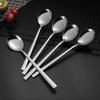Korean Long-Handled Thick Stainless Steel Spoon for Soup and Coffee