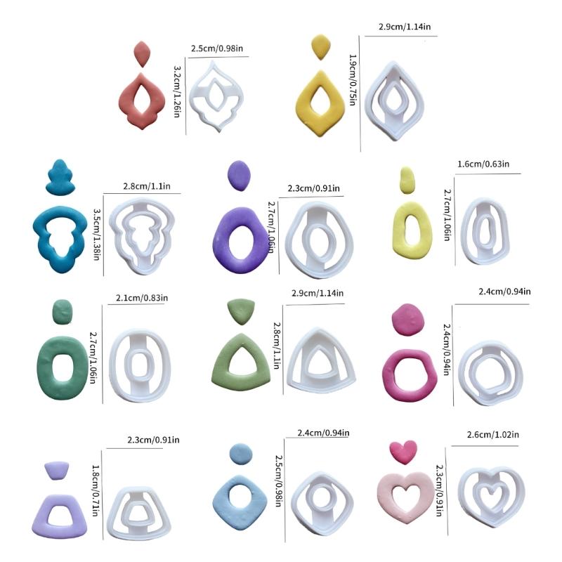 Pack of 11 Geometric Irregular Earring Molds Stylish Ear Pendant Molds Handmade Jewelry Mould Creative Clay Accessories