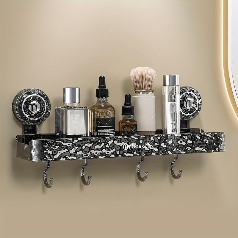 1 Stück Wandmontierter Kosmetik-Organizer mit Haken, wiederverwendbarer Organizer mit Saugnapf, Duschregal ohne Lochung, Badezimmerzubehör