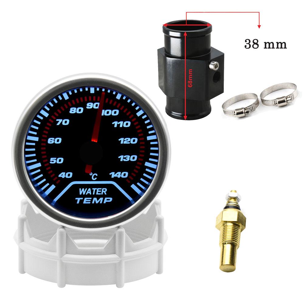 2" 52mm Universal Water Temp Gauge With Temperature sensor 40-140Celsius Car Temperature Meter Water Temp Joint Pipe Adapter 12V