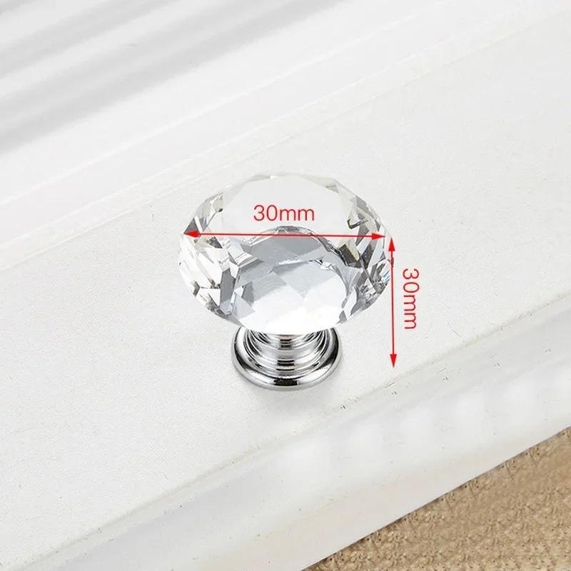 1PCS 30mm Crystal Glass Knobs Cupboard Pulls Drawer Kitchen Cabinet Handles Furniture Handle Hardware