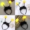 LED Headdress Bulb Headwear for Girls Yellow Bee Antannas for Stall Market Pedlar Hair Hoop with Bulbs