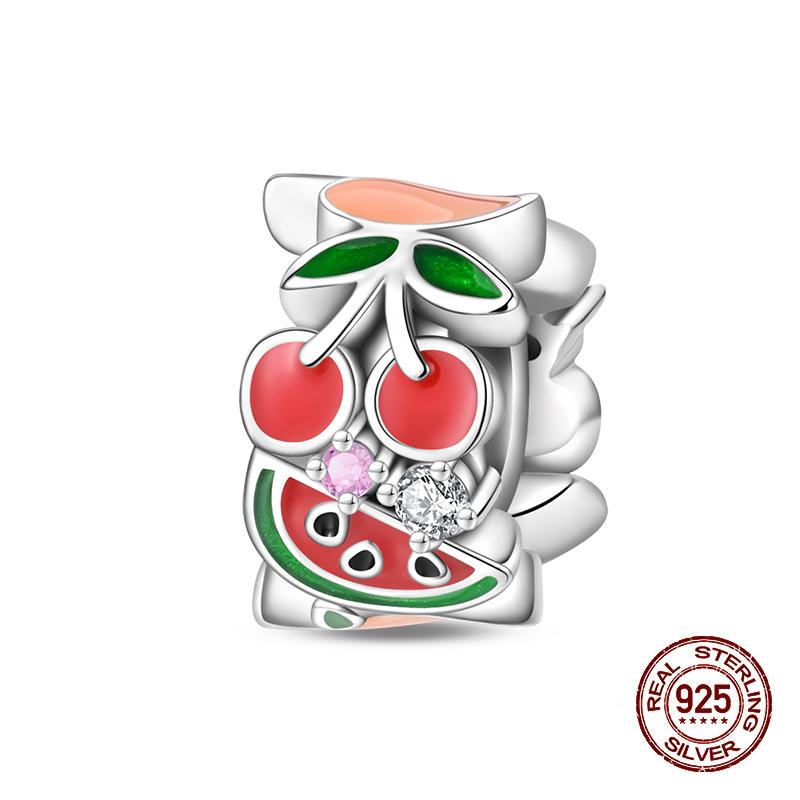 100% Copper Strawberry Lipstick Ladybird China Red Charms Beads Fitoriginal Bracelets For Women Diy Jewellery