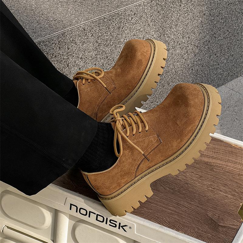 Derby shoes 2024 new Mickey big head shoes business casual platform round head leather shoes 5740-J