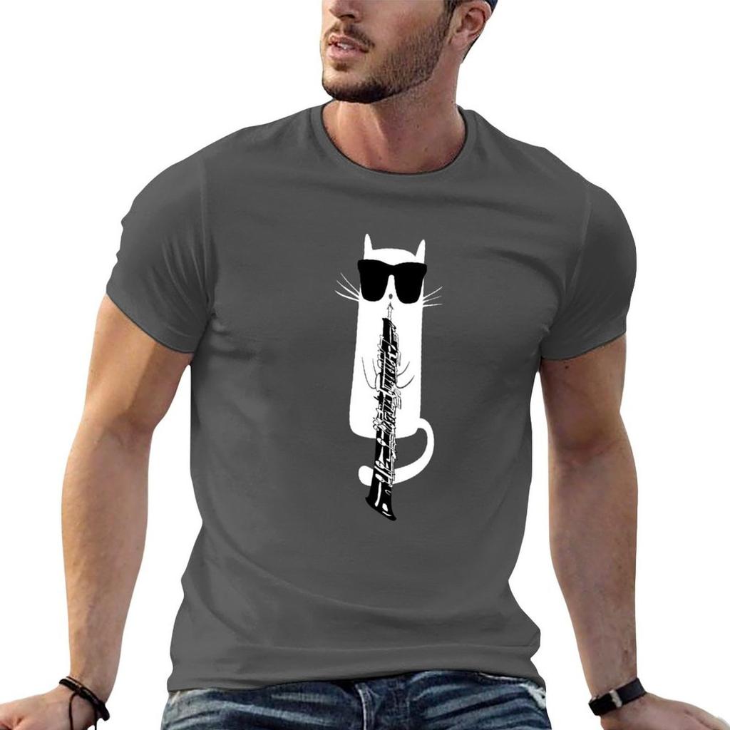 Funny Cat Wearing Sunglasses Playing Oboe TShirt Cotton T Shirt Pack Unisex T Shirts for Unisex Casual Unisex T Shirt Cotton Tshirt