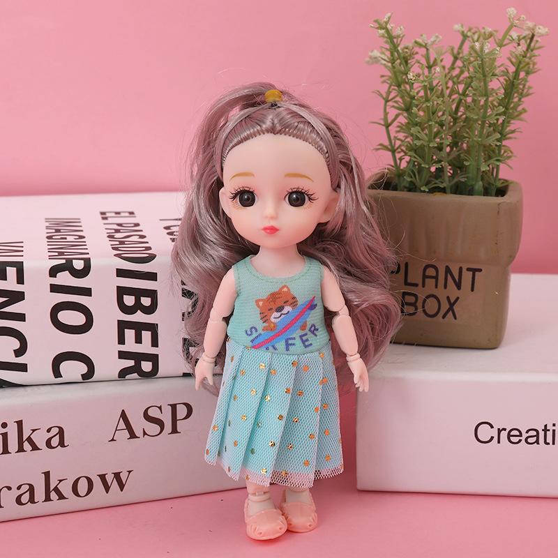 Color Light Doll Xiao Mengmeng Traje de Princesa Vestido de Niña Vestir 13 Articulaciones Muñeca de 6 Pulgadas Juguete Casa de Juego