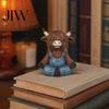 Pastoral Home Accents Yoga Highland Cow Resin Figurine, Farmhouse Style Overalls Statues, Waterproof Crafted Collectibles Garden Ornament for
